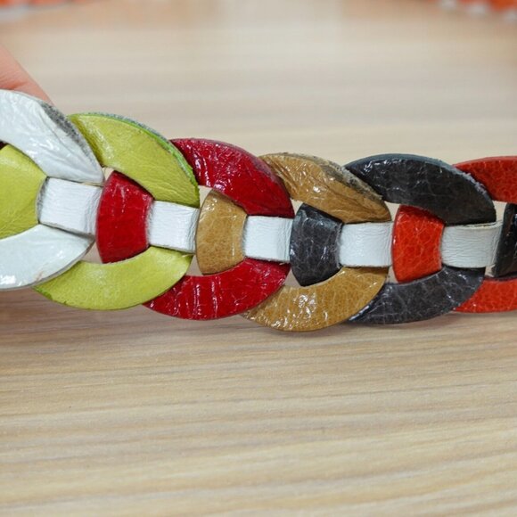 VINTAGE DOLCE DONNA Belt Womens Medium Braided Leather Italian Boho Y2K ITALY - Picture 6 of 14